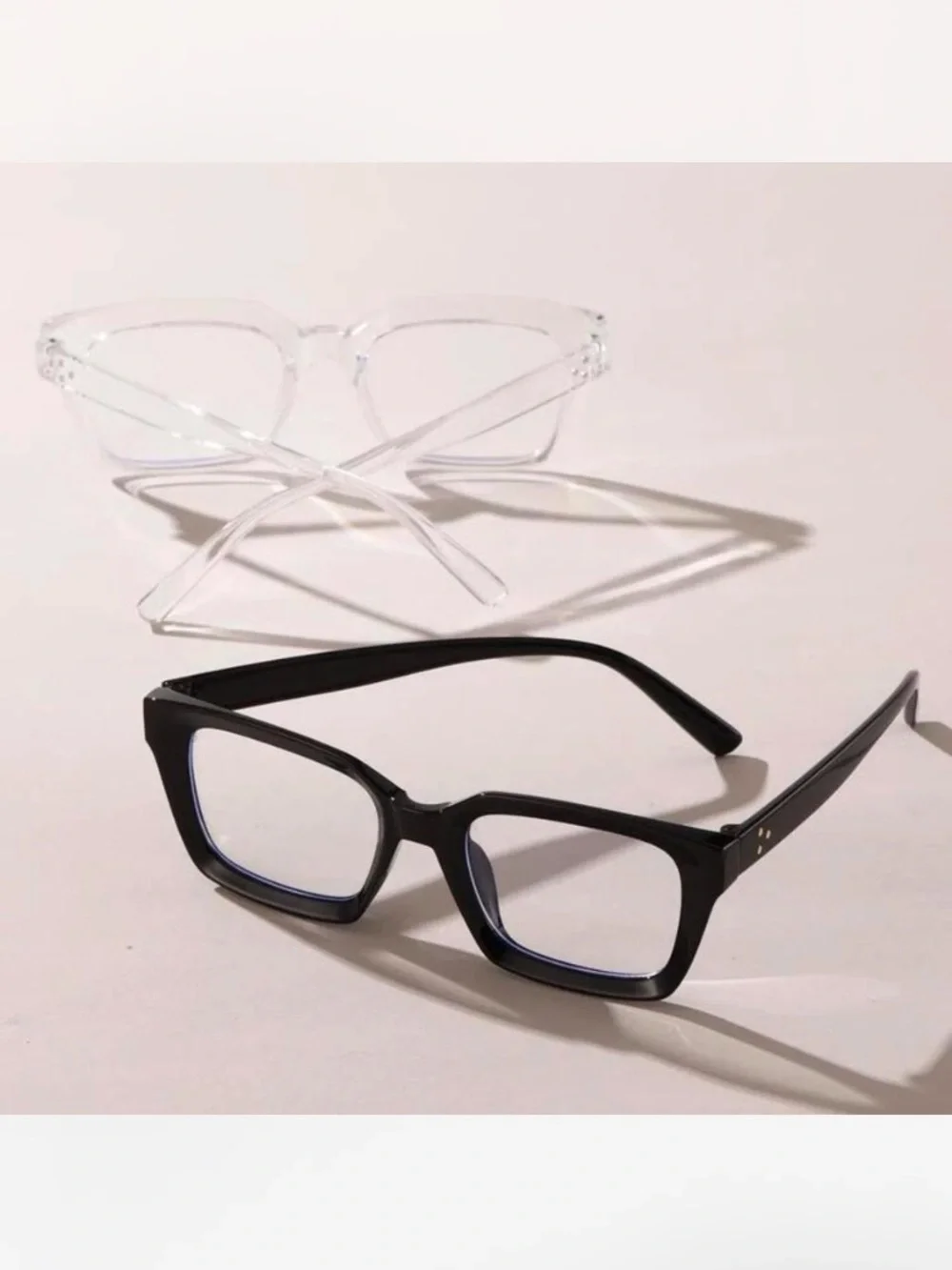 Square Frame Glasses - Black and Clear